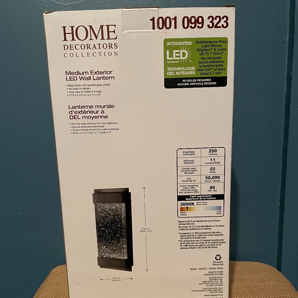 Home Decorators Collection Medium Exterior LED Wall Lantern - Picture 4 of 5